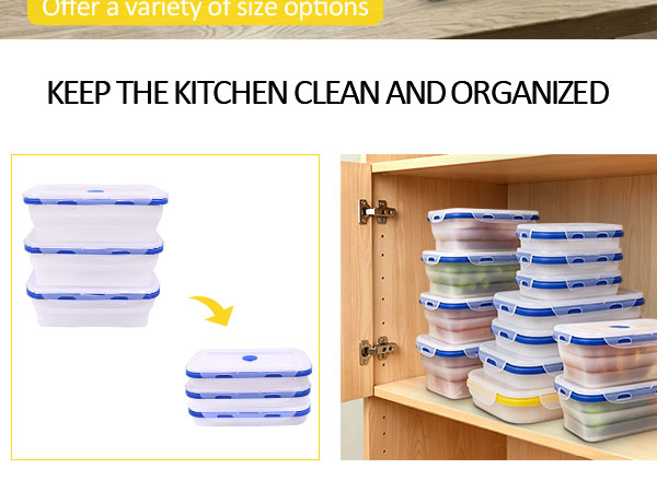 Translucent Collapsible Silicone Food Storage Containers with Lids