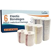 Lataala Elastic Bandage Wrap,6 Pack(2×2",2×3",2×4") Compression Bandage for Legs, Ankle, Knee,Foo...