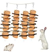 kathson Natural Small Animal Chew Toys for Teeth,4 PCS Rabbit Hanging Chewing Treats with Natural...