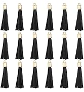 CALFOVERA 18PCS Faux Leather Tassels Pendant 3.5 Inch Long Black PU Leather Bag Charm Decoration ...