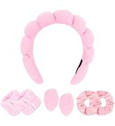 CAVETEE Makeup Headband for Washing Face, Spa Headband Wristband and Makeup Sponge, Skincare Head...