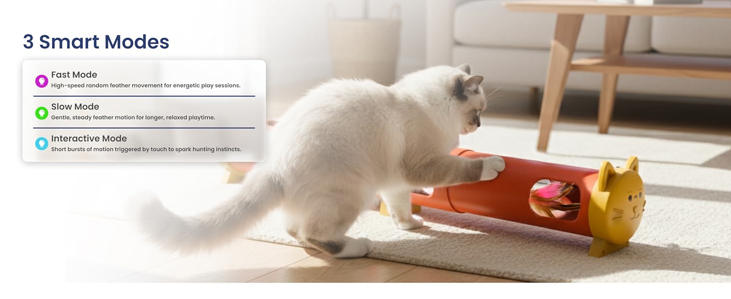 Cat toy with 3 smart play modes