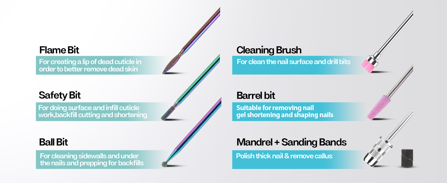 Portable Electrical Nail File with Drill Bits