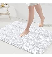 Grandaily Chenille Striped Bathroom Rugs 36x24, Extra Thick and Absorbent Bath Rugs, Non-Slip Sof...