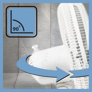 EZ CHILL standing fan oscillates 90 degrees