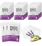 Pack of 100 Makeup Remover Wipes Individually Wrapped,Lavender Scent,Face Cleansing Wipes Bulk, T...