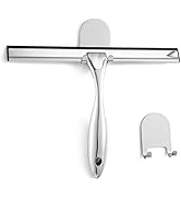 VELIMAX Premium 18/8 Stainless Steel Shower Squeegee for Shower Doors with 2 Hooks All-Purpose Gl...