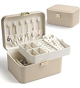 KAMIER Jewelry Organizer,2 Layer Jewelry Organizer Box for Earrings Bracelets Rings Necklaces,Lux...