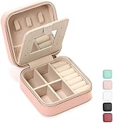 Jewelry Case with Mirror, Small Travel Jewelry Organizer, Portable Mini Storage Box for Rings, Ea...