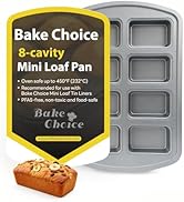 Bake Choice Mini Loaf Pan, 8-Cavity Non-Stick Carbon Steel Baking Pans Set for Banana Bread, Corn...