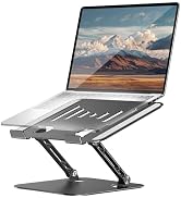 LINTYLE Adjustable Laptop Stand, Aluminum Portable Laptop Riser for Desk Foldable, Ergonomic Comp...