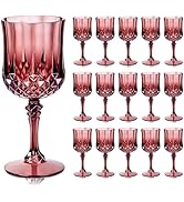 Ciaell 24PCS Burgundy Plastic Wine Glasses - 7 Oz Plastic Goblets for Party - Burgundy Vintage Dr...