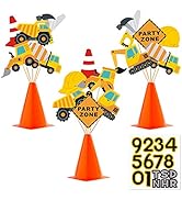 Faisichocalato 16pcs Construction Party Centerpiece Dump Truck Car Table Topper Decoration Zone B...