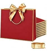 JOYIT 12 Pack Large Red Gift Bags - 13.8x4.1x11.8 Inch Gift Bags with Handles and Ribbon, Big Gif...