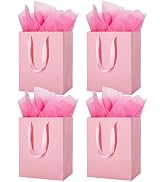 MOXARYSU 4 Pcs Medium Pink Gift Bags: 8x5x10 Inches Gift bags With Handles Party Favor Bags With ...