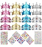 23 Pieces Foam Crowns Set, Catcan 16 Pieces Foam Princess Tiaras and Crowns Party Foam Hats with ...