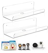 OAPRIRE 2-Pack Clear Acrylic Floating Wall Shelves, 10" Minimalist Book & Decor Shelf Set for Bed...