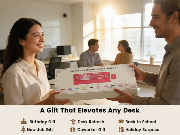 Sablute wireless keyboard and mouse combo presented as a thoughtful desk gift.