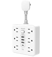 Short Extension Cord 0.98ft-Flat Outlet Small Power Strip Surge Protector with 6 Outlets 4 USB (1...