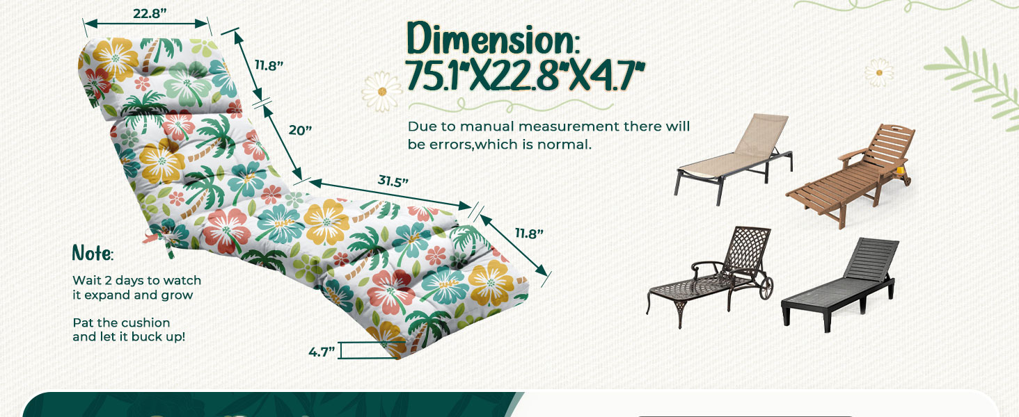 Outdoor Chaise Lounge Chair Cushion