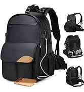 Padwa Lifestyle Black Professional Camera Backpack - Large Capacity Nylon Photography Camera Bag ...