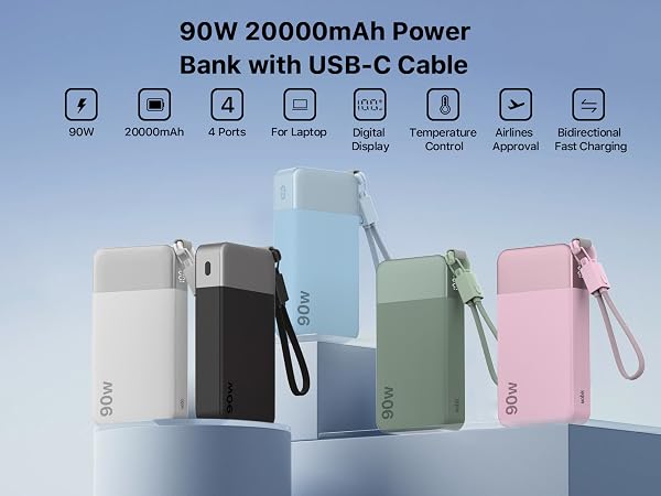 90w 20000mAh PowerBank with USB-C Cable