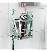 LEVERLOC Strong Suction Cup Toothbrush Holder, Stainless Steel Anti-Puddling Shower Toothbrush Ho...
