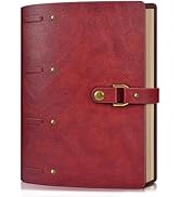 Leather Journal Notebook, 100 GSM Thick Lined Paper Refillable Vintage Travel Notebook with Gift ...