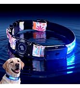 LED AirTag Dog Collar - Brightest Light Up Dog Collars, Flower M | IP68 Waterproof Air Tag Dog Co...