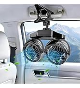 Battery Powered Clip Car Fans, 3-Speed Dual Head Clip Car Cooling Fan for Backseat, Independent S...
