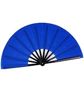 HONSHEN Folding Fan Chinese Hand Fan Performance Fan Nylon-Cloth Fan 13 inch (Blue)