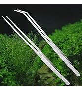 Quickun Aquarium Tweezers 304 Stainless Steel Curved & Straight Feeding Tweezer Aqua Fish Tank Pl...