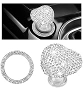 YSFER 2 PCS Bling Push to Start Button Cover, Heart Car Engine Start Stop Button Protective Cover...