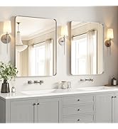 USHOWER Brushed Nickel Bathroom Mirrors 24"x36" 2 Pack, Silver Rectangle Mirrors for Over Sink, R...
