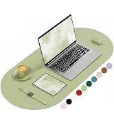 Niniubye Desk Mat, 31.5" x 15" Oval PU Leather Non-Slip Desk Pad Large Mouse Pad for Desktop, Wat...