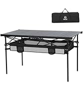 Nice C Portable Folding Camping Table, Aluminum Lightweight Roll-up Top Indoor&Outdoor Collapsibl...