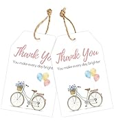 joycraft 50Pcs Bicycle Thank You Gift Tags with String, 3.3×2.1 in Gift Wrapping Hangtags, Person...