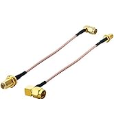 BOOBRIE 2-Pack SMA Cable RG316 5.9in SMA Male Right Angle to SMA Female Bulkhead Cable WiFi Anten...
