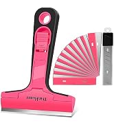 THINKLEARN Razor Blade Scraper Tool, 4" Razor Scraper with 20Pcs Replacement Blades, Pink Glass S...