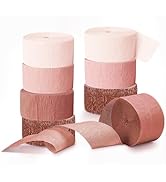 NICROLANDEE Wedding Party Supplies - 8 Rolls Rose Gold Crepe Paper Streamers Tassels Streamer Pap...