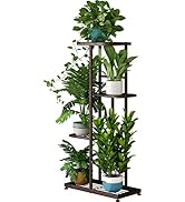 LINZINAR Plant Stand Metal 4 Tier 5 Potted Multiple Flower Pot Holder Shelf Indoor Outdoor Plante...