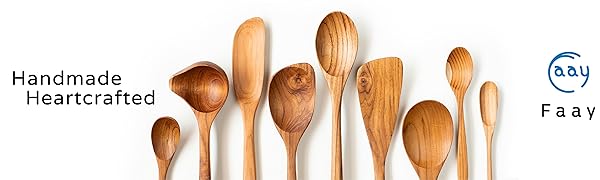 Faay wooden utensil wood spoon spatula turner slotted ladle longleaf corner rice mini paddle soup