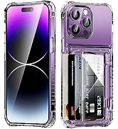 ACANDYA for iPhone 14 Pro Case Wallet Clear Protective Phone Case with Credit Card Holder Heavy D...