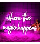Neonawall Where The Magic Happens Neon Sign Led Pink Light Up Signs for Wall Decor Usb Powered Le...