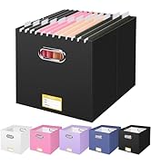 BALEINE File Organizer Box, Cardboard File Folder Organizer with Handle for Letter Size, Portable...