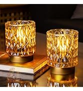Battery Operated Table Lamps Timer, Mini Crystal Lamp for Area No Plug, Cordless Lamp with LED Bu...