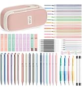 65PCS Aesthetic School Supplies with Cute Pencil Case, Pastel Highlighters Gel Pens Mechanical Pe...