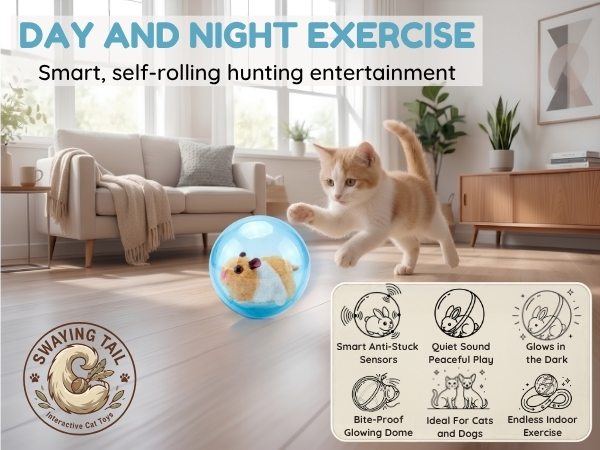 Smart ball 2.0 automatic cat ball toy with anti stuck sensors rolling for cat toys interactive.