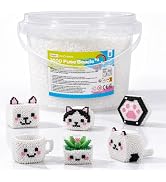 Caydo 3000PCS 5mm White Fuse Beads, Bucket Pack,Safe Iron Beads Crafts Kit for Kids DIY Pixel Art...