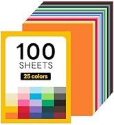 Colored Construction Paper, 100 Sheets Goefun 25 Colors Variety Multicolored Cardstock, 65lb Colo...